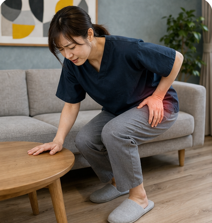 立ち上がりで股関節がつらい